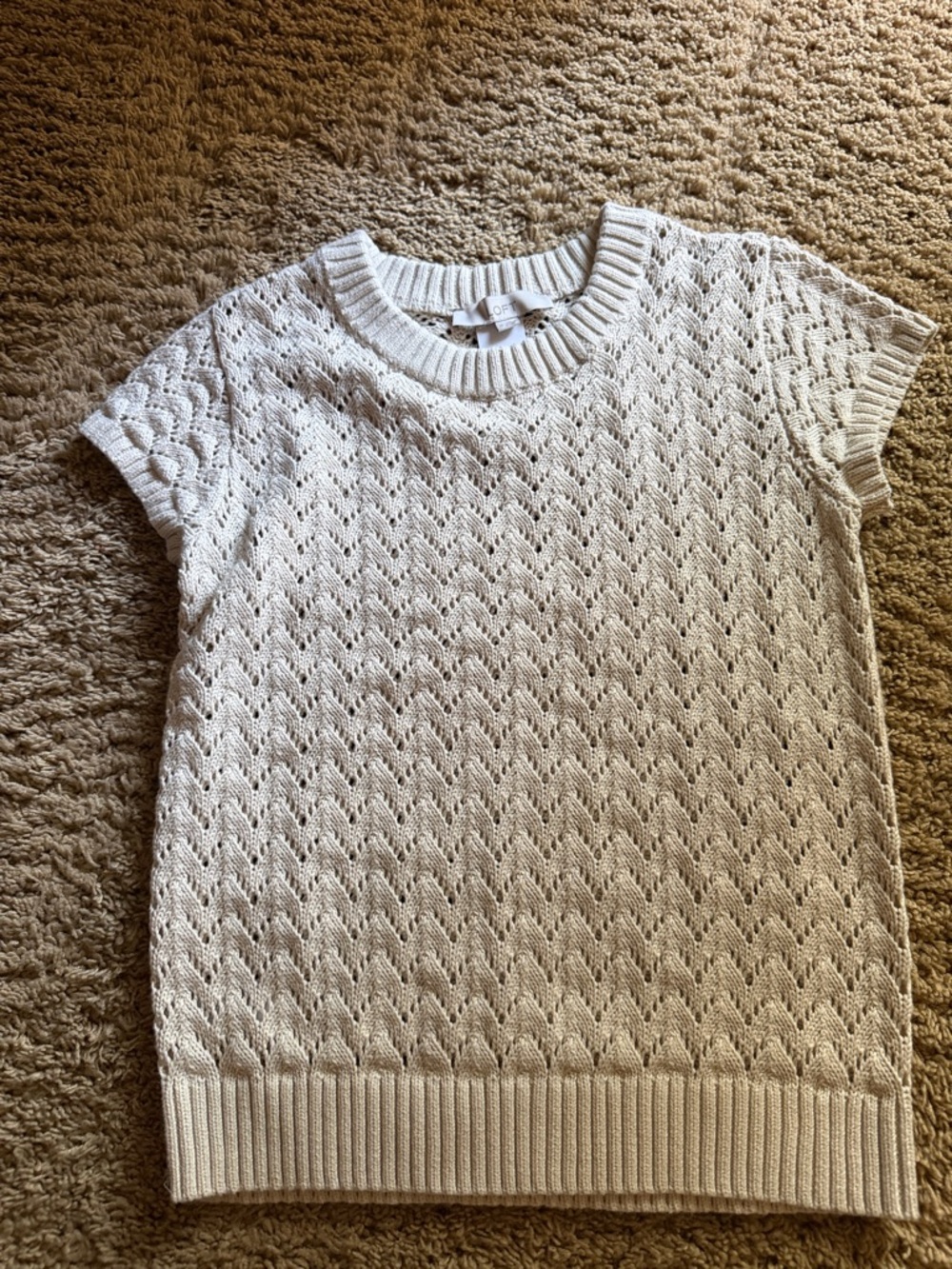 Women's Cream Short-Sleeve Knit Sweater